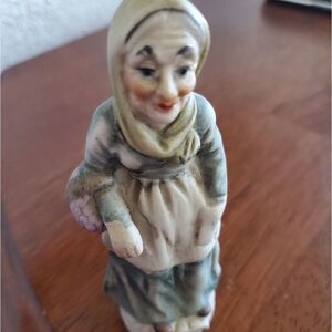 Vintage Flambro Porcelain Figurine Lady w/Grapes
